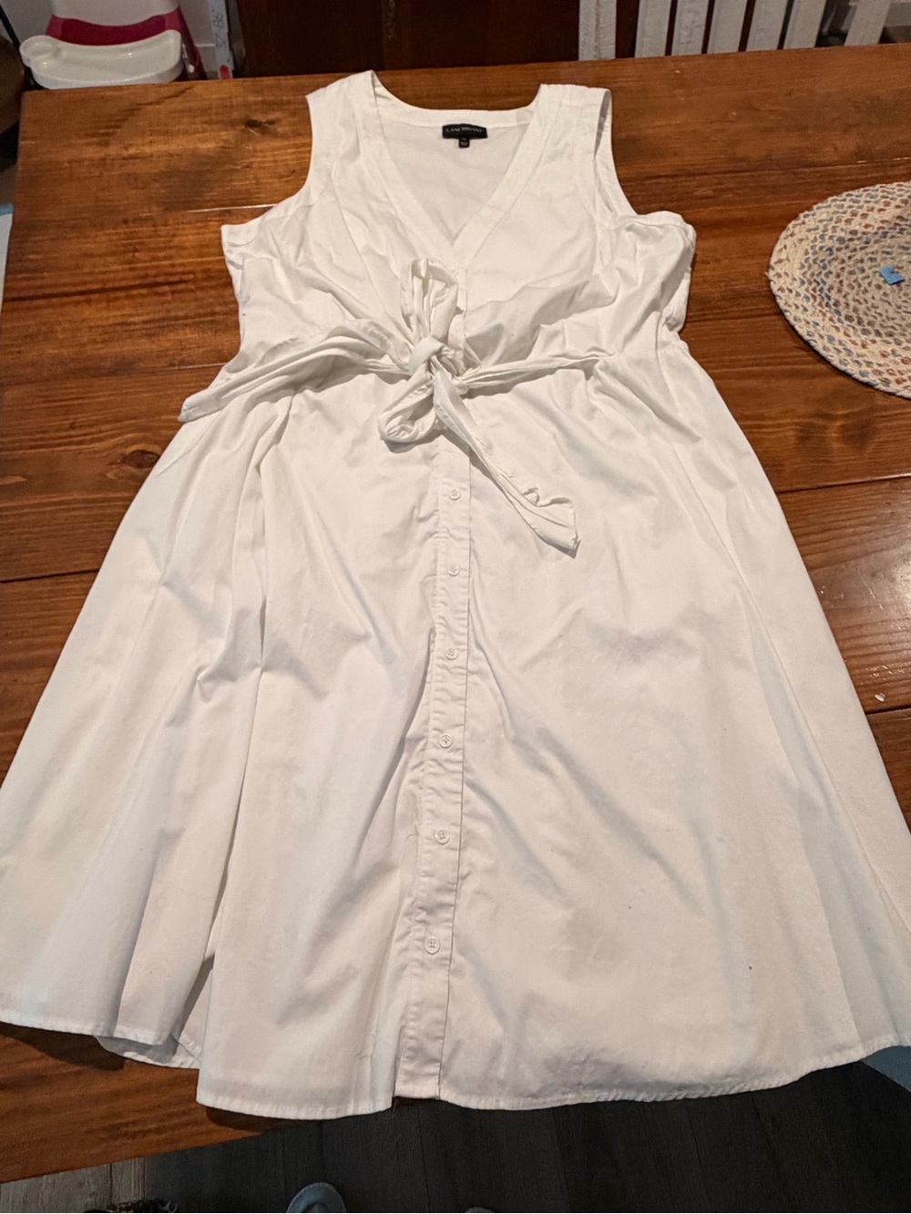 Lane Bryant White Sleeveless Tie-Front Maxi Dress
